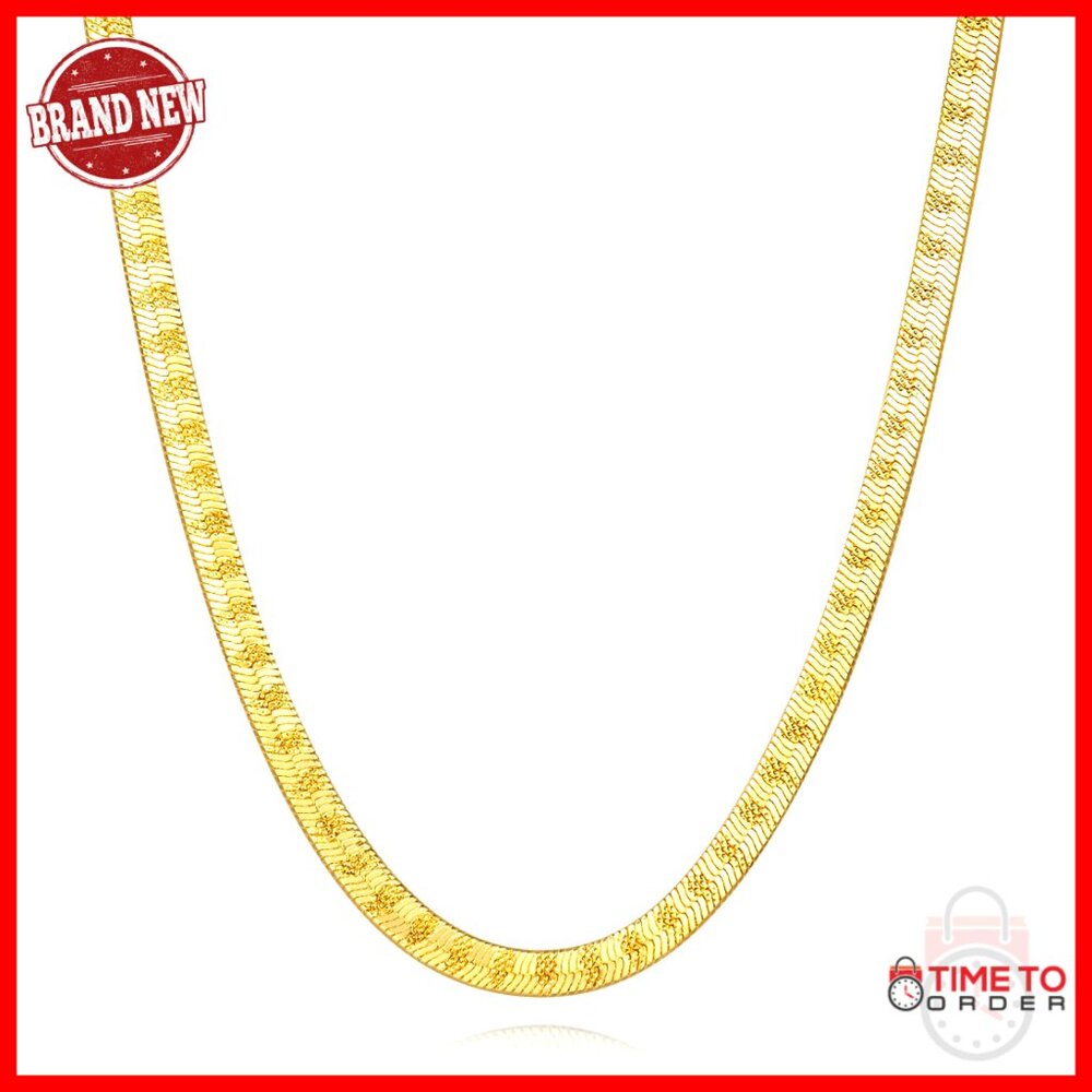 14k Gold Plated Snake Chain Necklace 4mm Flat Unisex 18 Inch